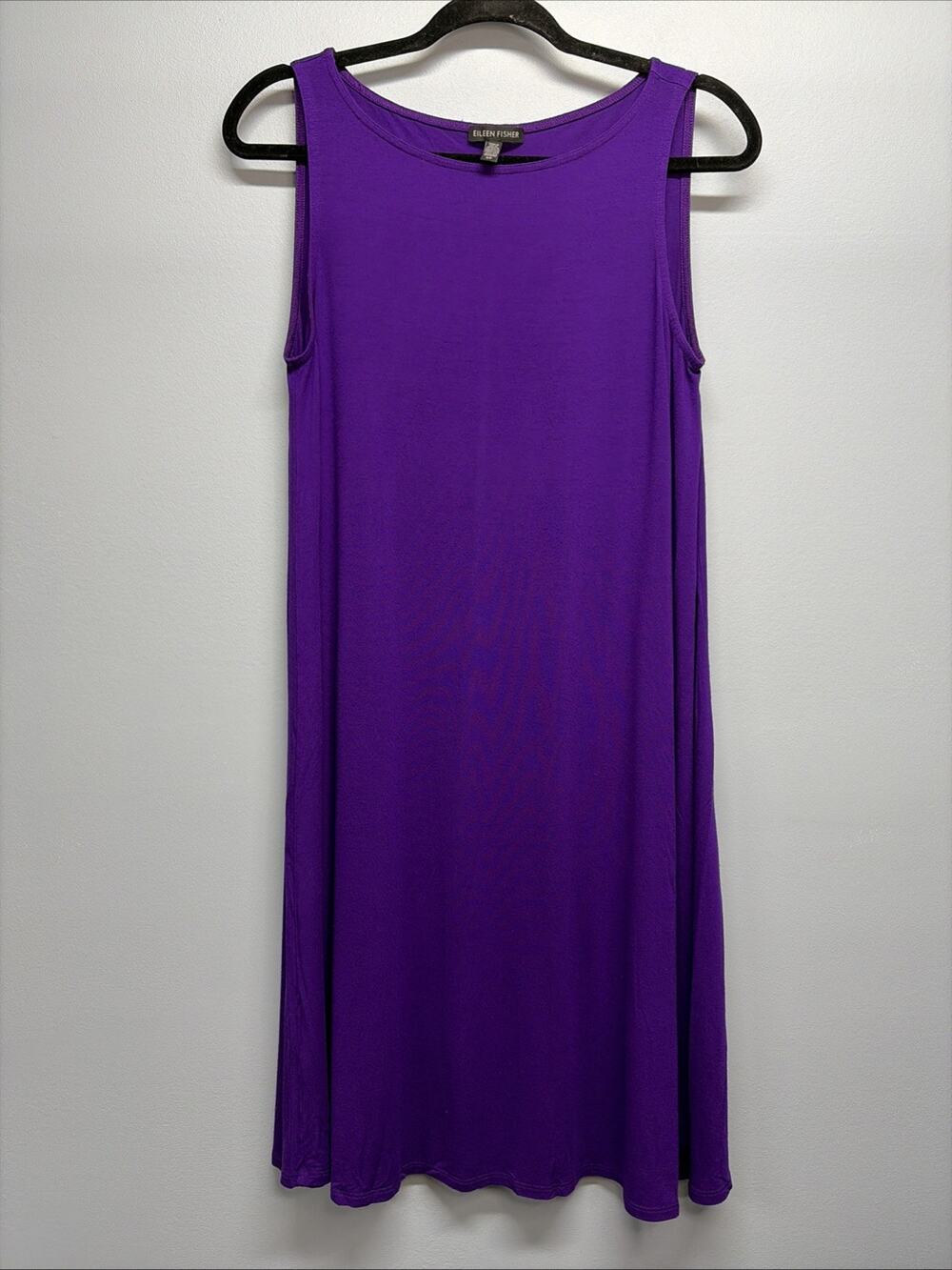 Eileen Fisher Viscose/Spandex Jersey Sleeveless Swing Dress - Purple - Sz Small